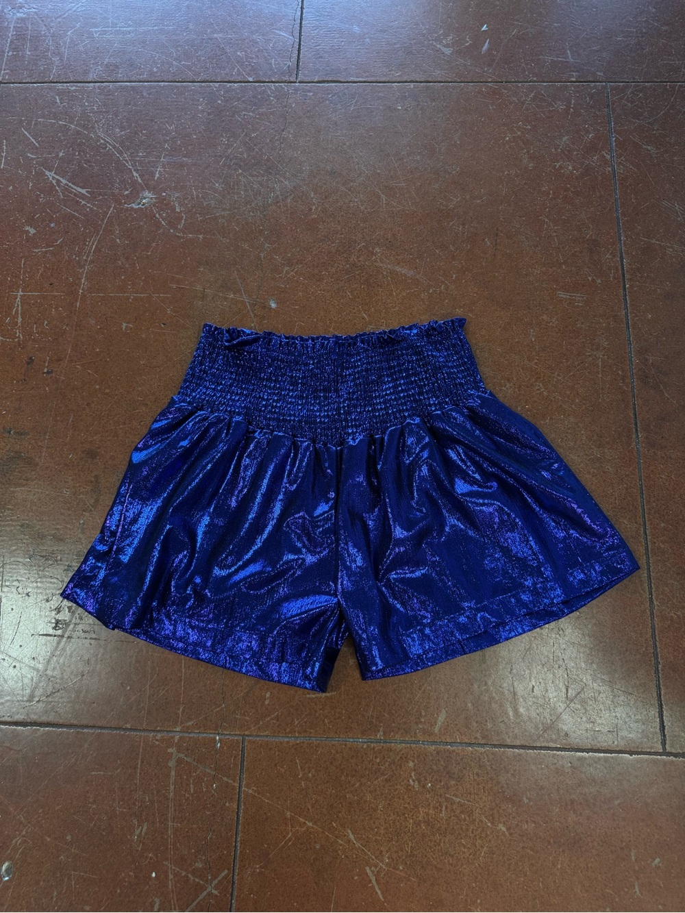 Purple/Blue flowy metallic shorts
